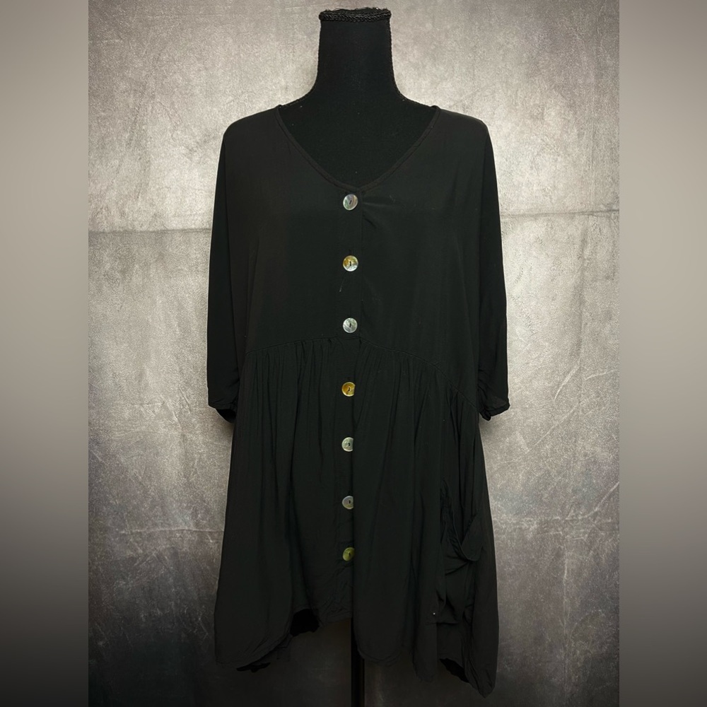 Black oversized button down tunic dress size small
